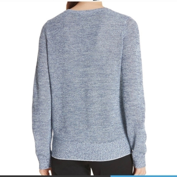 THEORY Women's Scoop Neck Pullover Sweater in Prosecco (Blue/White) - Picture 2 of 12